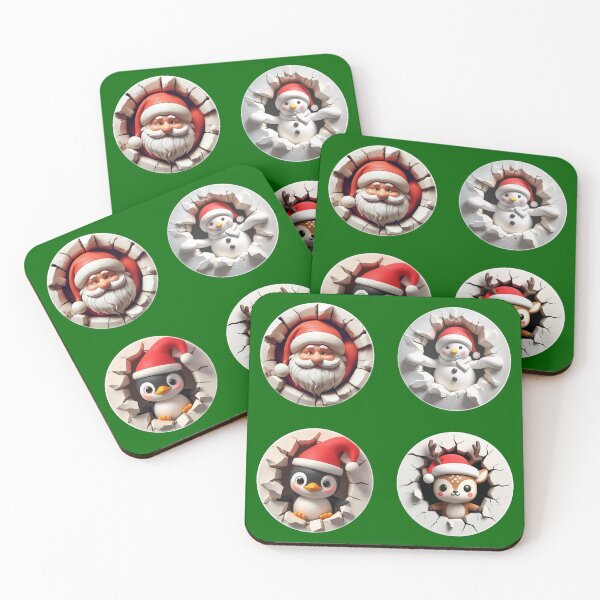 Item preview, 3D Christmas characters, Santa, Snowman, Penguin, Reindeer break through wall designed and sold by LiLohaveaplan.