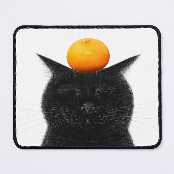 Item preview, Black cat with tangerine  designed and sold by Valeriya Korenkova Kodamorkovkart.