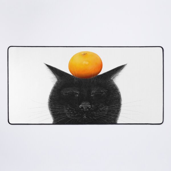 Item preview, Black cat with tangerine  designed and sold by Valeriya Korenkova Kodamorkovkart.