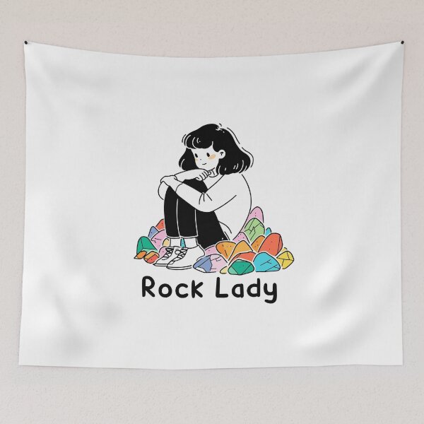 Item preview, Rock tumbling lady cute gemstone collector illustration designed and sold by babu-babu-.