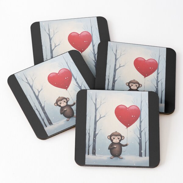Item preview, Monkey With Heart Balloons designed and sold by SallieIrma.