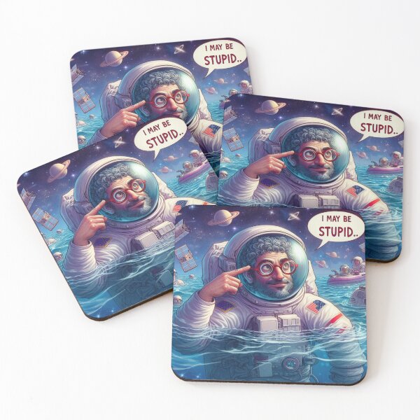 Item preview, "I May be Stupid" Astronaut in the ocean designed and sold by EBeestinger.