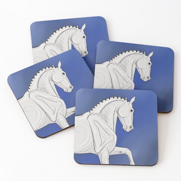 Item preview, Sketchy White Horse with Braid on Blue Background designed and sold by DappledMoon.