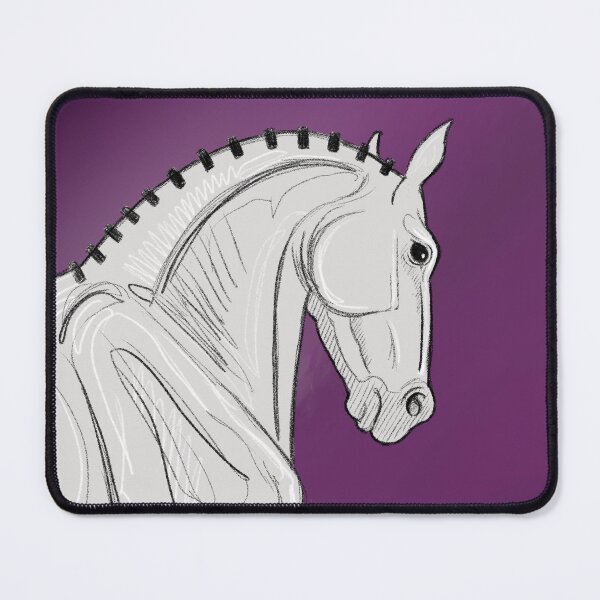 Item preview, Sketchy White Horse on Plum Background designed and sold by DappledMoon.