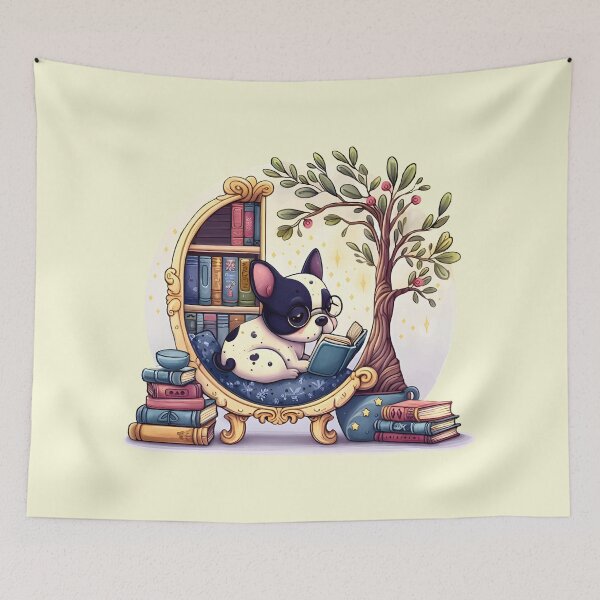 Item preview, Frenchie's Book Nook Retreat designed and sold by BarkandStick.