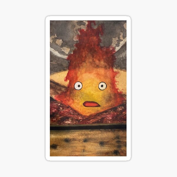 Cartoon Fire Watercolor Sticker