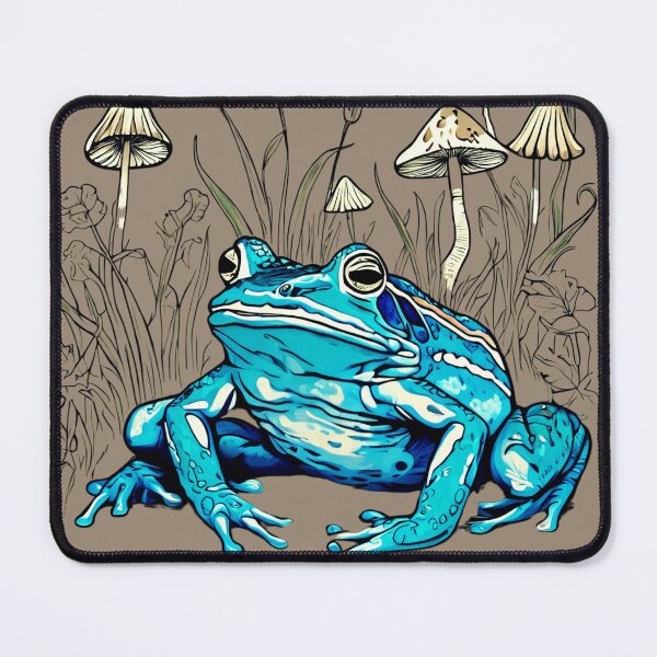 Item preview, Meadowcore Cottagecore Goblincore Mushrooms Colored Blue Frog Art designed and sold by MeadowLoom.