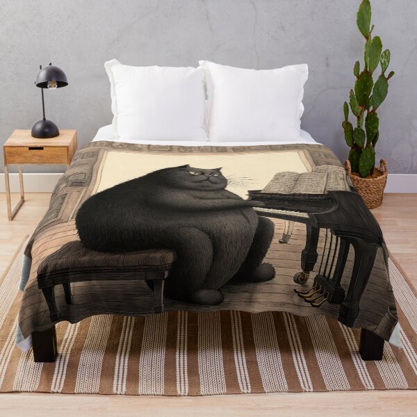 Item preview, black cat playing piano designed and sold by ururuty.