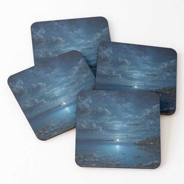 Item preview, Celestial Tranquility: Moonlight Dance on the Blue Waters with Starry Skies designed and sold by RedArtG09.
