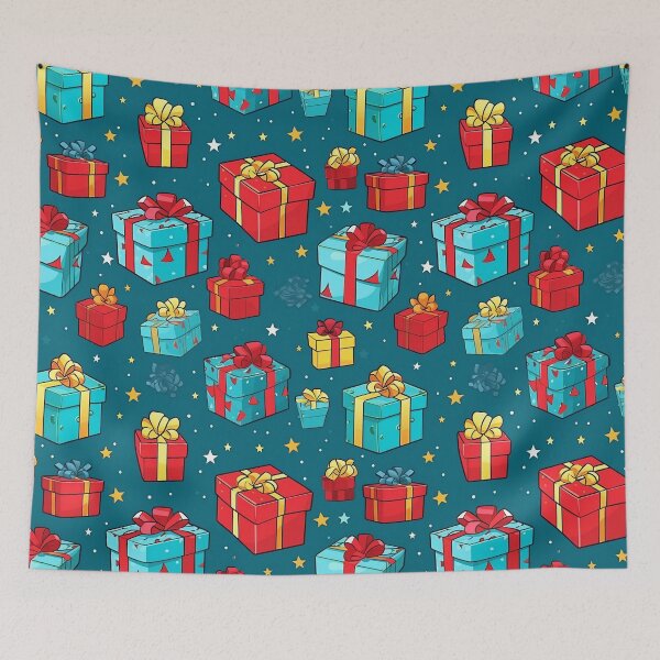 Item preview, Christmas  Gifts Cartoon Style Seamless  Blue and Red Pattern designed and sold by Sototos® ⭐⭐⭐⭐⭐.
