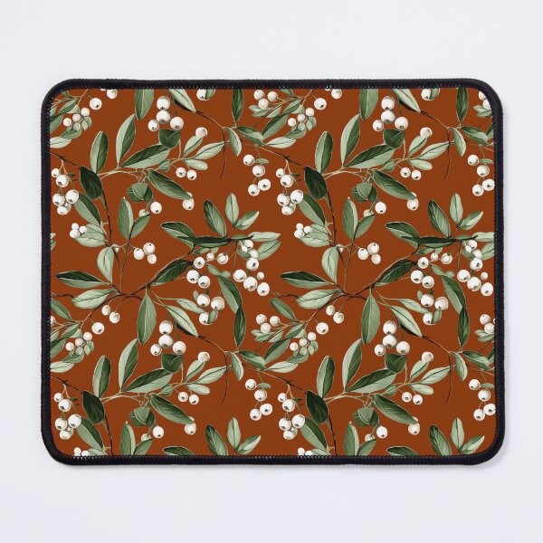 Item preview, Mistletoe Seamless Pattern Orange Amber background designed and sold by Sototos® ⭐⭐⭐⭐⭐.