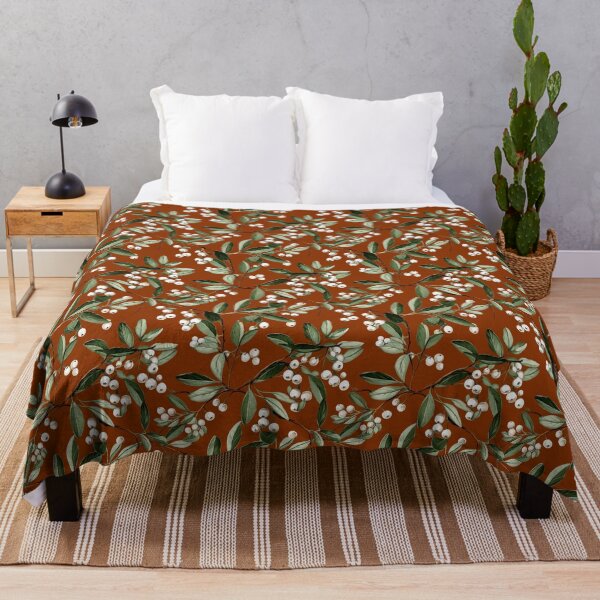 Item preview, Mistletoe Seamless Pattern Orange Amber background designed and sold by Sototos® ⭐⭐⭐⭐⭐.