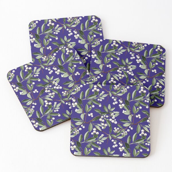 Item preview, Mistletoe Seamless Pattern Blue Berry background designed and sold by Sototos® ⭐⭐⭐⭐⭐.