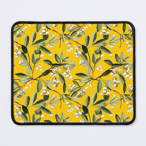 Item preview, Mistletoe Seamless Pattern Dark Yellow background designed and sold by Sototos® ⭐⭐⭐⭐⭐.