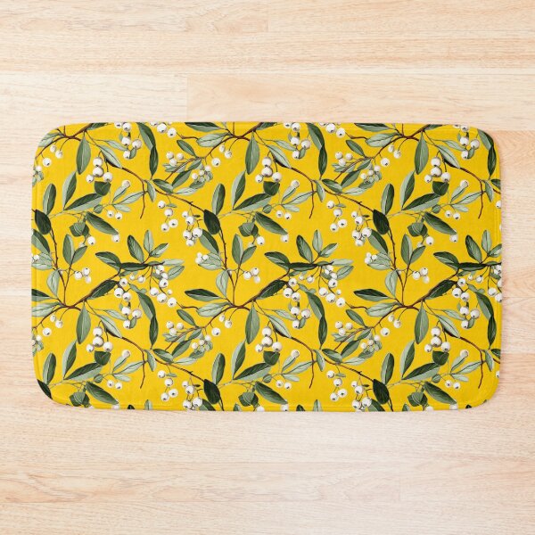 Item preview, Mistletoe Seamless Pattern Dark Yellow background designed and sold by Sototos® ⭐⭐⭐⭐⭐.