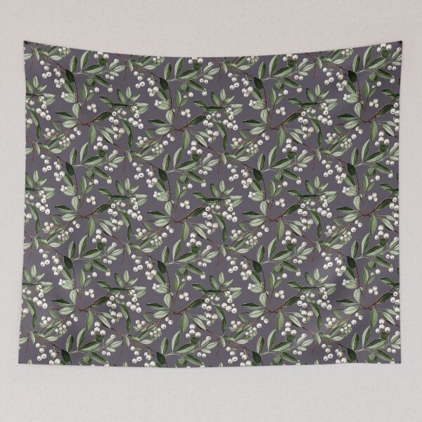 Item preview, Mistletoe Seamless Pattern Gray Smoke background designed and sold by Sototos® ⭐⭐⭐⭐⭐.