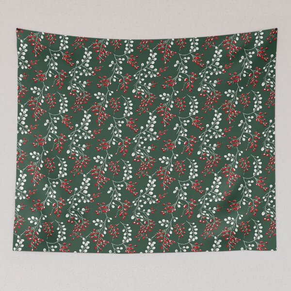 Item preview, Red and White Mistletoe Seamless Pattern  designed and sold by Sototos® ⭐⭐⭐⭐⭐.