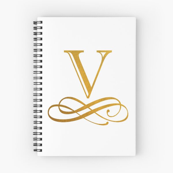Item preview, Monogram V Gold Ribbon Flourish designed and sold by simplymonogram.