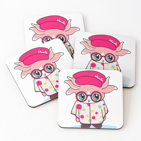 Item preview, Haato on a rainy day Adorable pink Axolotl wearing a raincoat and pink hat designed and sold by lazycat14.