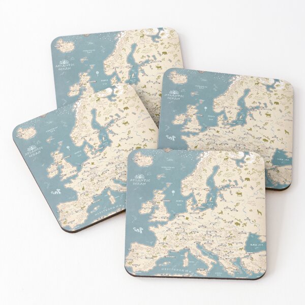 Item preview, Europe map hand drawn illustrations designed and sold by QatlasMap Shop.
