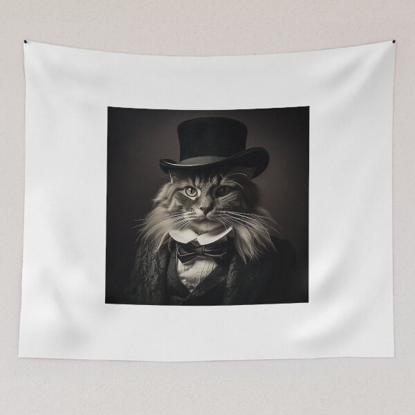 Item preview, Cat in Black Suit with Hat Victorian Era Art designed and sold by redstar19.