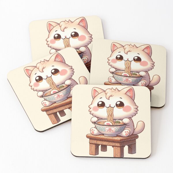 Item preview, kawaii vintage style cat eating japanese ramen designed and sold by NexaArts.