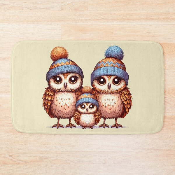 Item preview, Owl family in knitted hats, Winter owls, Christmas owls designed and sold by Niktarka.