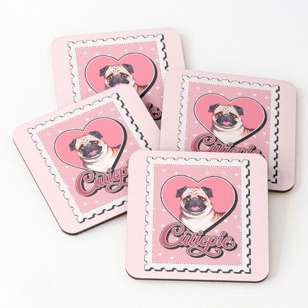 Item preview, Cutiepie Pugs, A Sweet and Lovely Dog Art in Pastel Pink, Gifts for Dog Moms designed and sold by furrlieben.