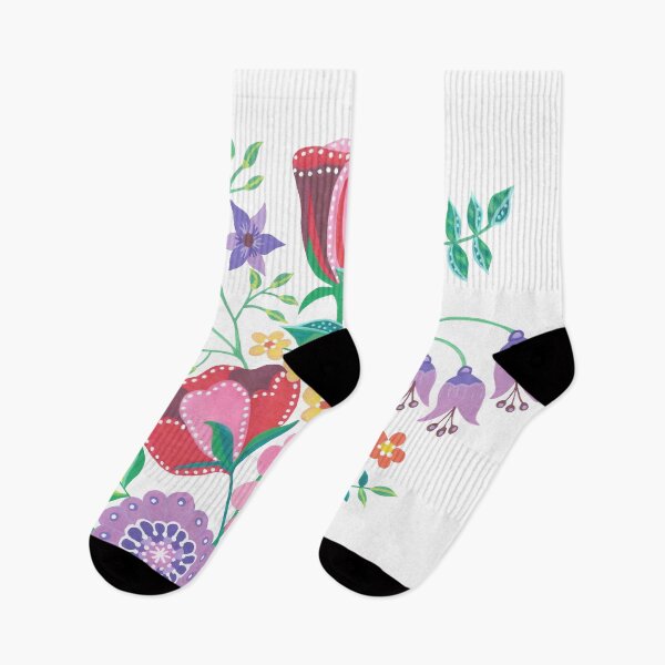Item preview, Vase of Gouache Folk Flowers 3 on White designed and sold by Piccolo Fiore Prints.