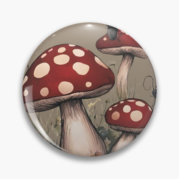Item preview, Dark Cottagecore Goblincore Mushrooms Toadstool with Lady Bugs designed and sold by MeadowLoom.