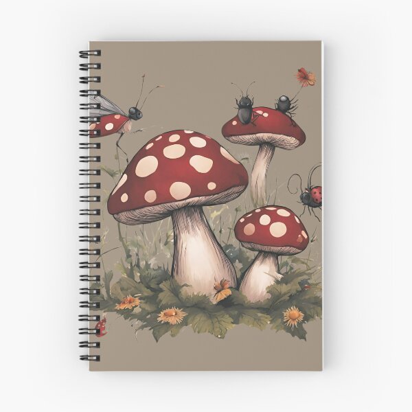 Item preview, Dark Cottagecore Goblincore Mushrooms Toadstool with Lady Bugs designed and sold by MeadowLoom.