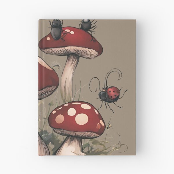Item preview, Dark Cottagecore Goblincore Mushrooms Toadstool with Lady Bugs designed and sold by MeadowLoom.