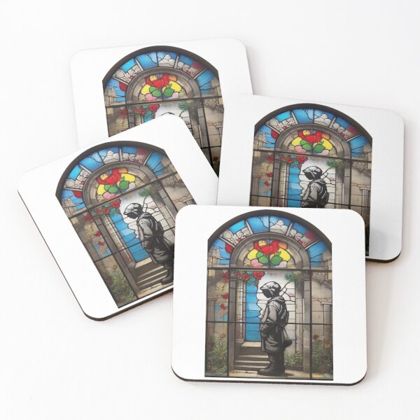 Item preview, BANKSY Graffiti Stained Glass designed and sold by QuirkByLgnatius.