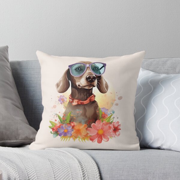 Item preview, Dachshund with glasses among flowers designed and sold by NickChe.