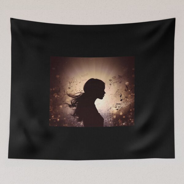 Item preview, digital art dark light silhouette music sing girl designed and sold by UILOVE.