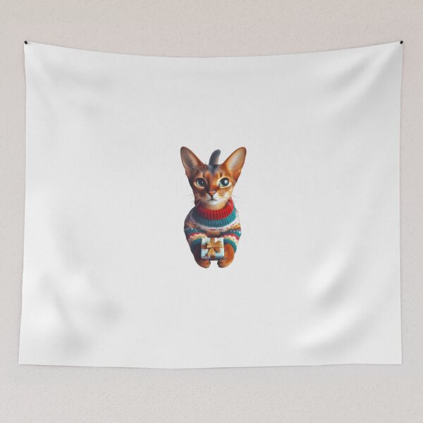 Item preview, Abyssinian cat giving you a Christmas gift designed and sold by Palanor.