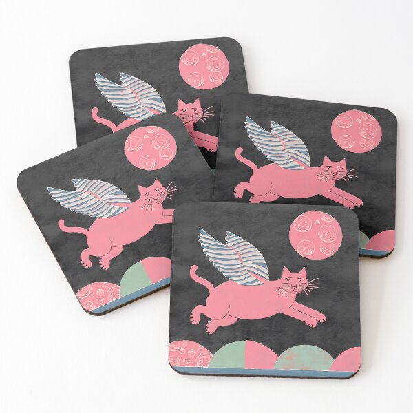 Item preview, Aesthetic Fairy Cat flying to the moon designed and sold by John  Not in a Hurry.