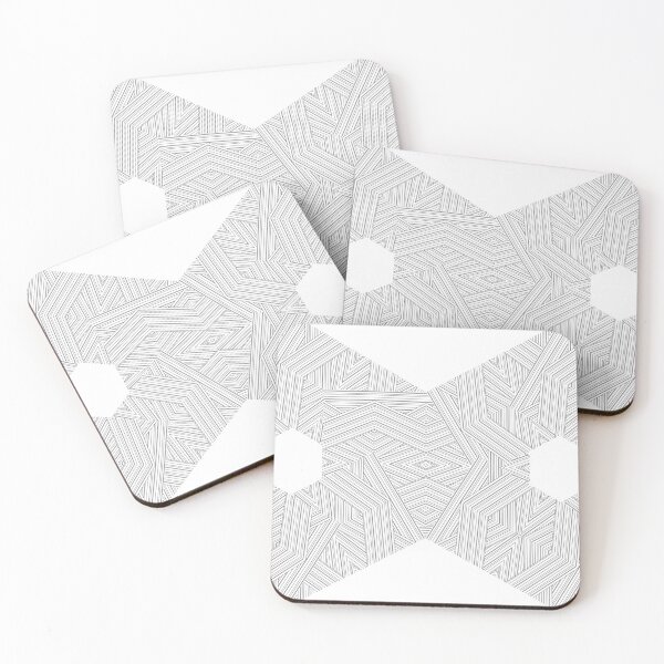 Aperçu de l'œuvre motif géométrique, hexagones bordés de gris, forme vintage abstraite créée et vendue par pipikijung.