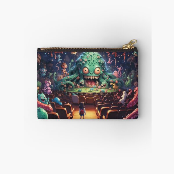Item preview, Fun Anime Inspired Young Girl With Crazy Cute Colorful Kawaii Monsters in a Theatre designed and sold by BardCoreDesigns.