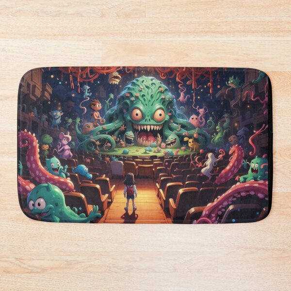Item preview, Fun Anime Inspired Young Girl With Crazy Cute Colorful Kawaii Monsters in a Theatre designed and sold by BardCoreDesigns.