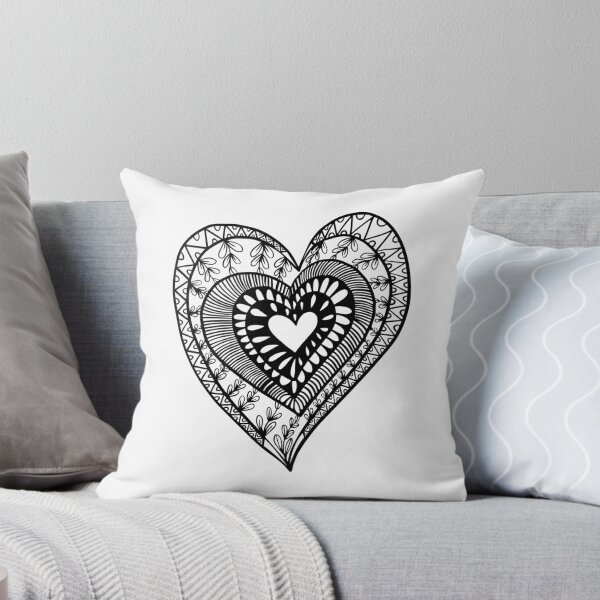 Item preview, Black Heart doodle Pattern designed and sold by LionessLove.