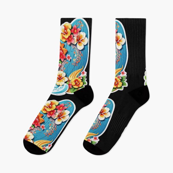 Item preview, Tropical Wave Splash Surfboard with Orchid Flowers designed and sold by NautiChic.