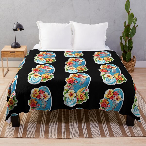 Item preview, Tropical Wave Splash Surfboard with Orchid Flowers designed and sold by NautiChic.