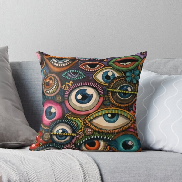 Item preview, logo picture painting hand drawn cartoon image showing various images with eyeballs, in a graffiti inspired geometric abstraction style, designed and sold by gulka8.