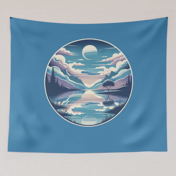 Item preview, Serene Reflections: A Tranquil Lakeside at Dusk designed and sold by ChromaticBlend.