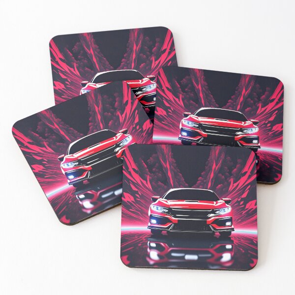 Item preview, Honda Civic R Type red front view fractal art poster design designed and sold by Salimgor Hangaround Music.