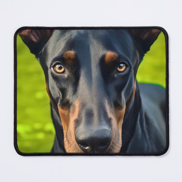 Item preview, Black and chocolate brown doberman pinscher dog breed portrait photography in nature designed and sold by NBSStore.