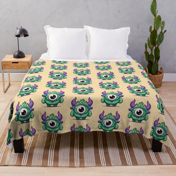 Item preview, Adorable One-Eyed Monster: Green, Happy, with Glasses & Horns designed and sold by COPYCRAVE.
