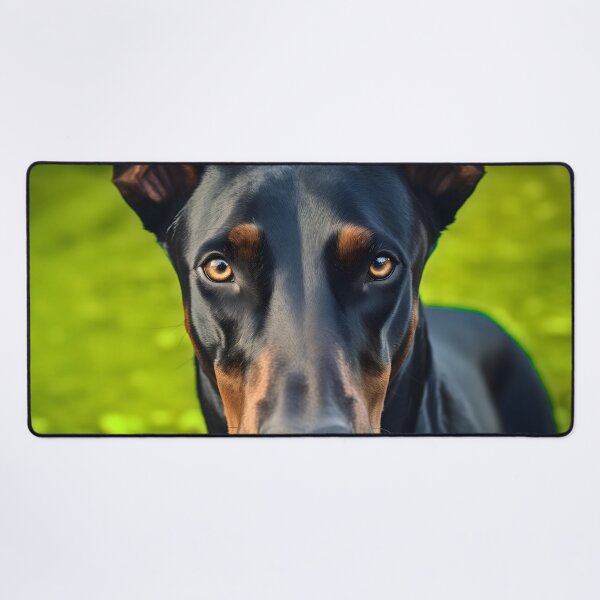 Item preview, Black and chocolate brown doberman pinscher dog breed portrait photography in nature designed and sold by NBSStore.