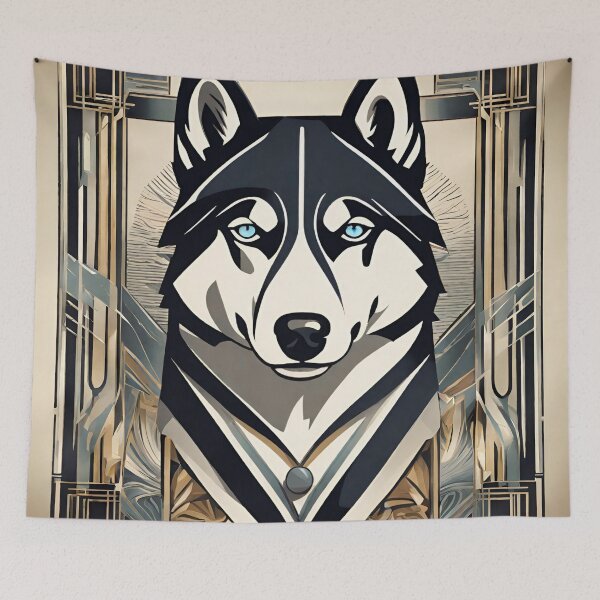 Item preview, Husky de ojos azules en estilo Art Déco designed and sold by ArDecoS.